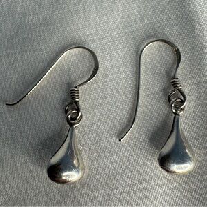 Sterling Silver Teardrop Dangle Earrings 925 Minimalist Artisan Vintage